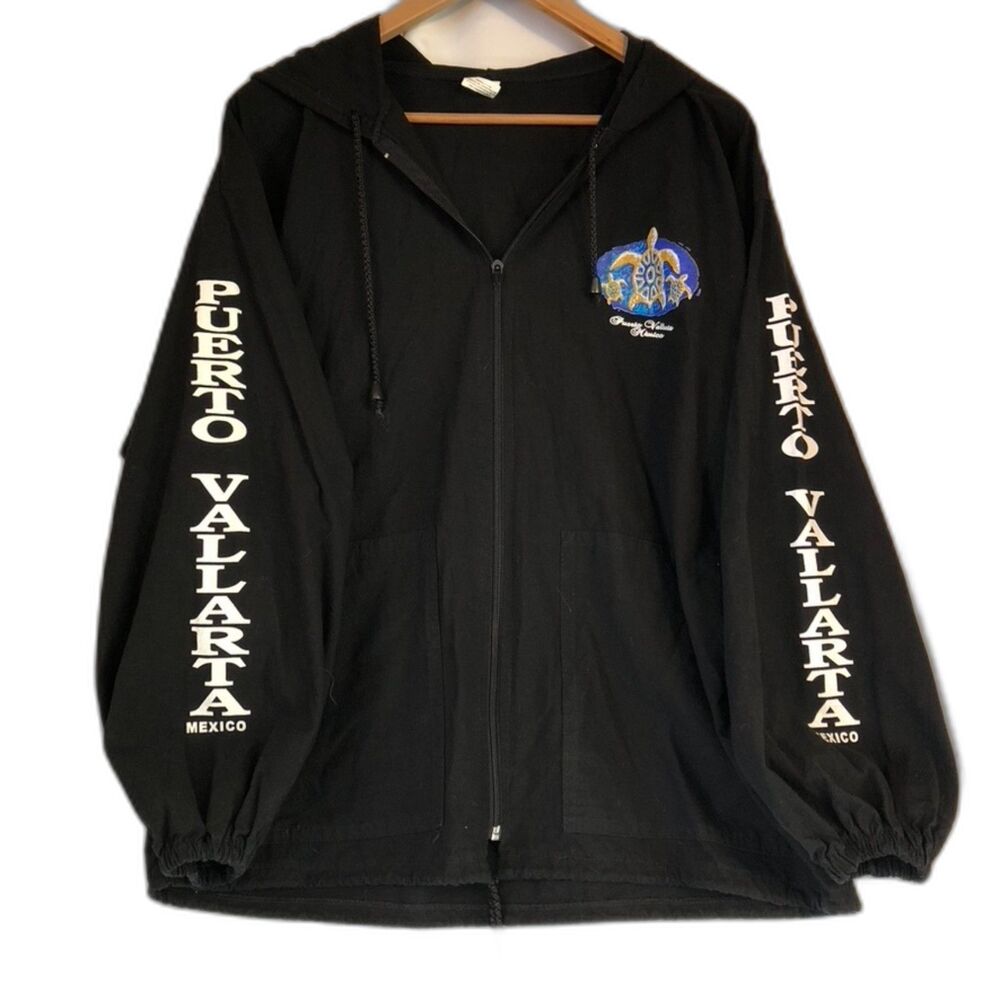 Confecciones Black Puerta Vallarta Mexico Black L Jacket Sea Turtle Vacation